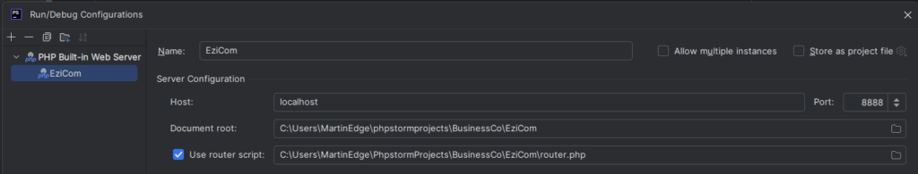 PHPStorm Webserver Configuration